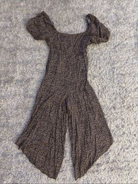 miami Brown Leopard-Print Puff-Sleeve Jumpsuit